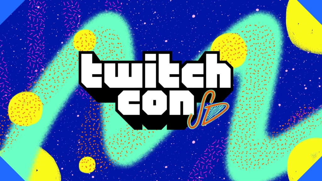 image shows a pretty background with TwitchCon logo: TwitchCon Drama and more