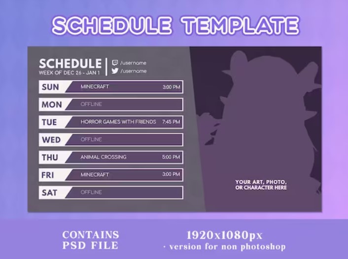 stream schedule templates free