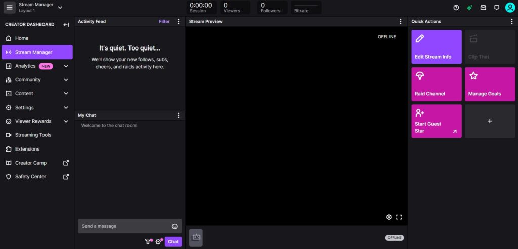 twitch stream manager on desktop browser