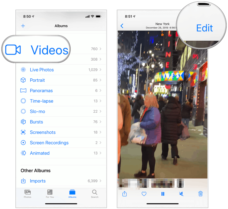 how to edit video length on iPhone