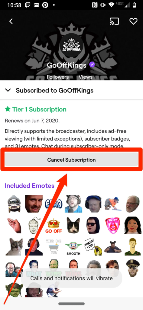 how to unsub twitch mobile