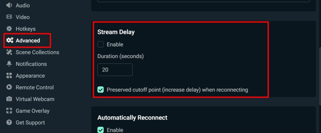 Change Stream Delay on Twitch via Streamlabs
