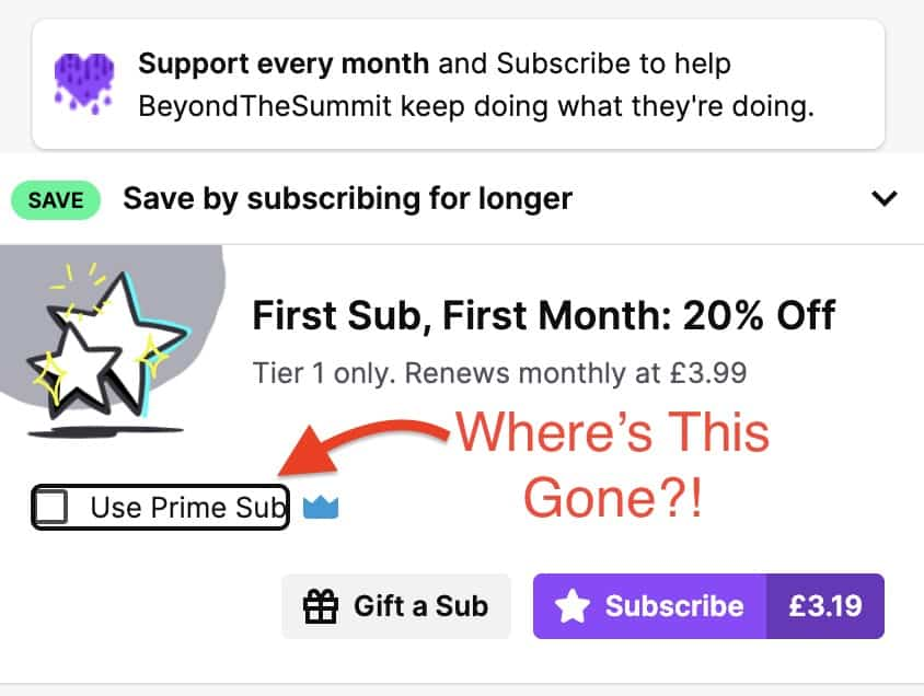 Twitch Prime Sub Not Showing Up