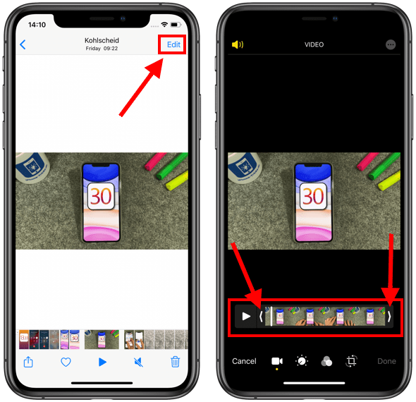 how to shorten a video on iPhone