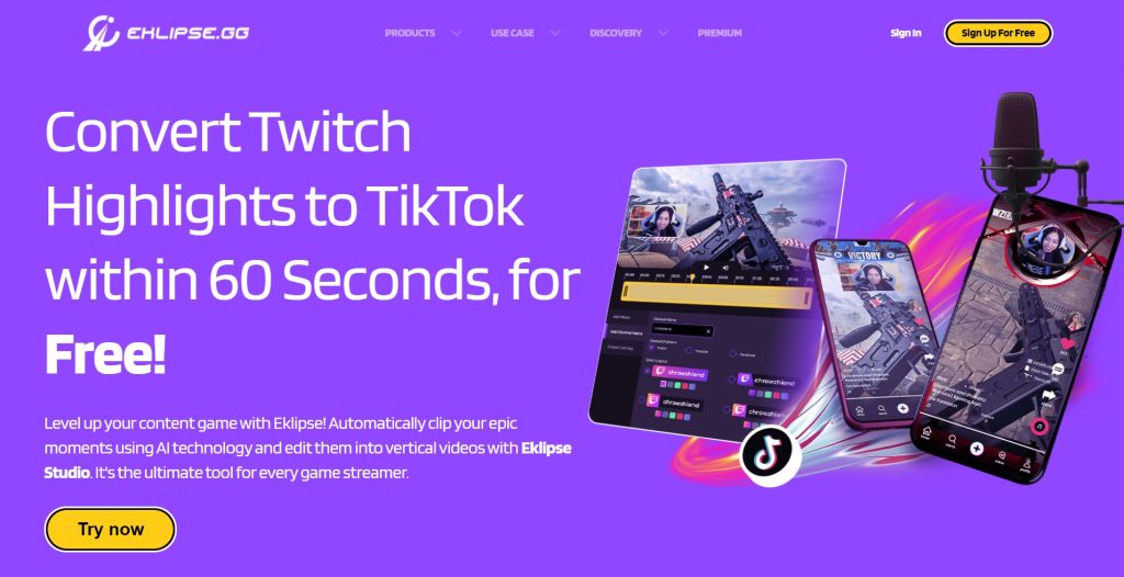 Become a successful streamer with Eklipse's Twitch Clips to TikTok converter tool.