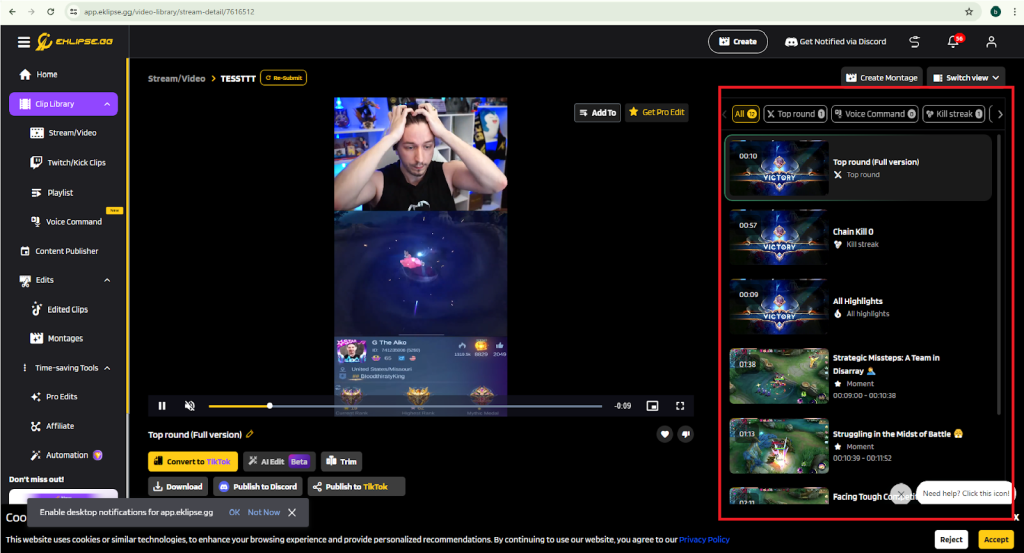 edit mobile legends clip with eklipse gg