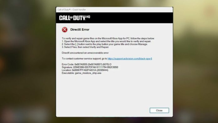 DirectX Errors in Black Ops 6